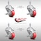 Service Caster 3 Inch SS Red Polyurethane Swivel 3/8 Inch Threaded Stem Caster Set Brake SCC SCC-SSTS20S314-PPUB-RED-TLB-381615-4 - alternate 4